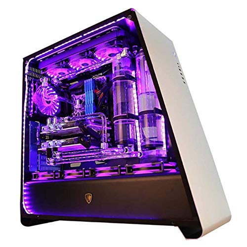 Gabinete para computadora gamer, tipo Mid-Tower compatible con ATX, M-ATX e ITX, panel lateral de vidrio templado, puerto USB 3.0, refrigeración por aire