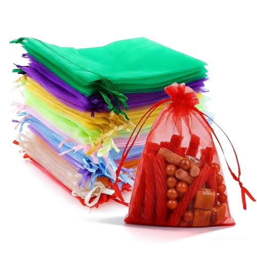 LXUEJIE 100 Stück Geschenkbeutel 15x10 cm Bunt Kleine Säckchen aus Organza Schmuckbeutel Organza Säckchen für Schmuck Hochzeitsbevorzugung & Geschenkverpackung