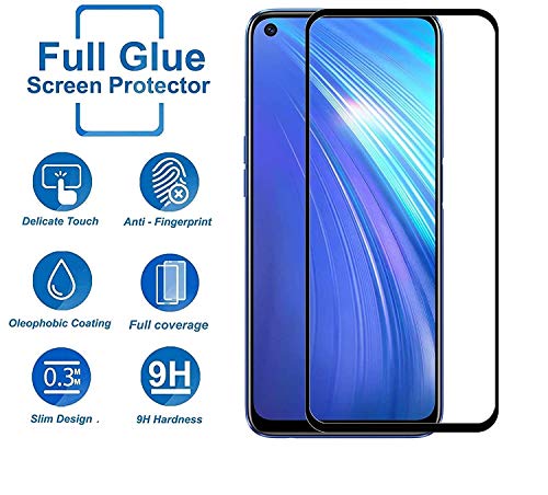 Image of Screen Protector for Realme 7 (Black) Tempered Glass Edge-to-Edge 6D Screen Guard With Installation Kit