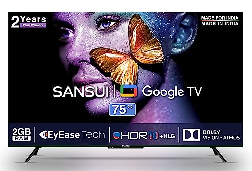 SANSUI 190 cm (75 inches) 4K Ultra HD Smart LED Google TV JSW75GSUHDFF (Pebble Grey)