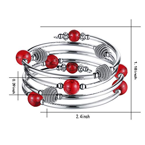 image for PEARL&CLUB Beaded Chakra Bangle Turquoise Bracelet - Fashion Jewelry W