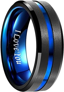 NUNCAD Tungsten Ring for Men Women Wedding Bands 4/6/8/10mm Width Multicolor Available Groove Beveled