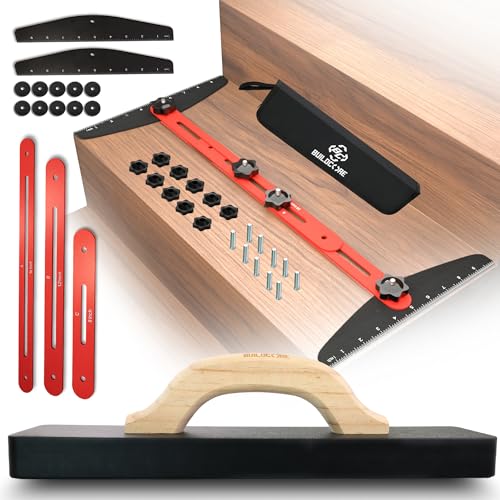 All New 2026 Complete Flooring Installation Bundle - Professional Tapping Block + Stair Tread Template Tool for Laminate, LVP & Vinyl Plank - Heavy Duty Kit with Adjustable 8"-46" Measuring Jig
