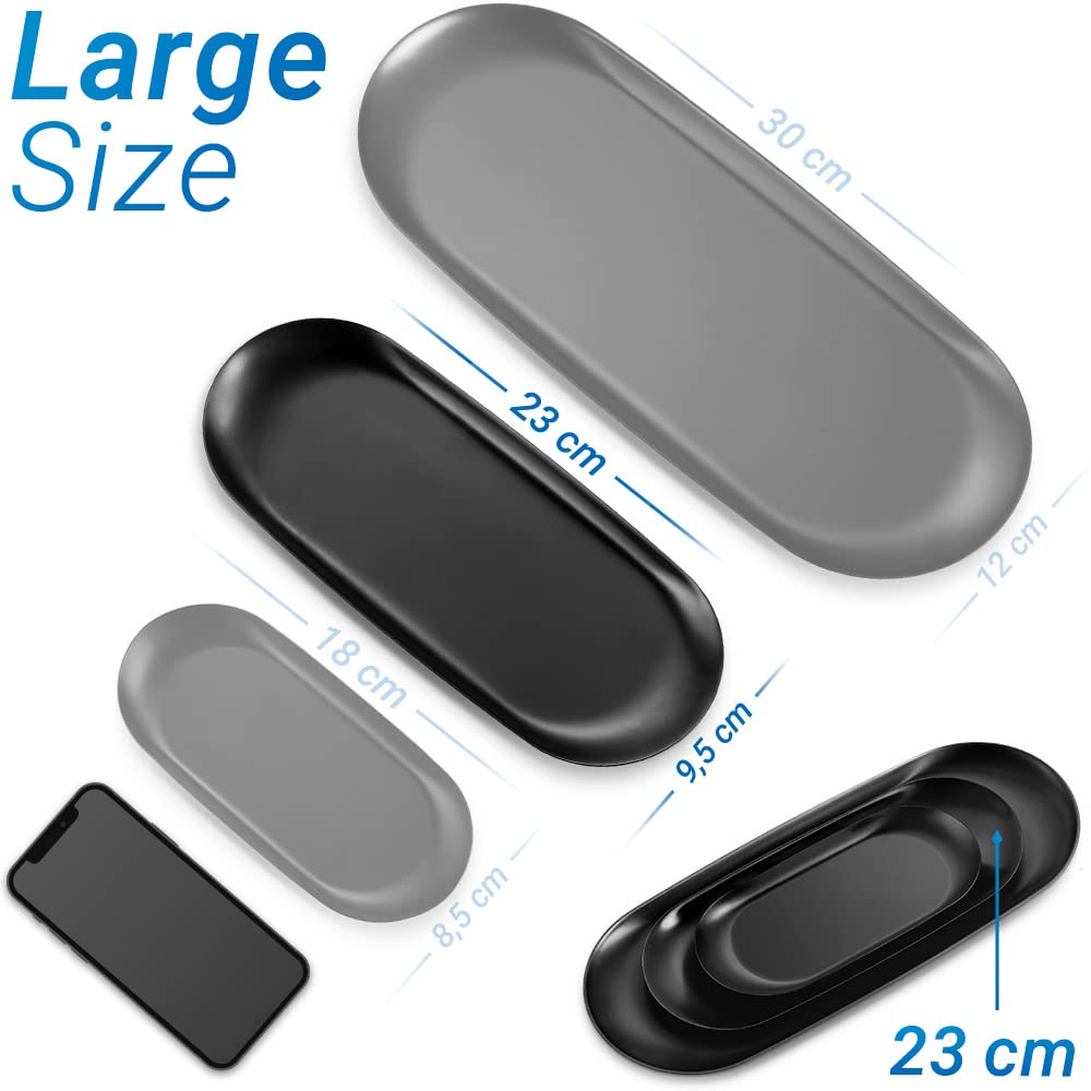 ecooe Stainless Steel Storage Tray, Extra Large Oval Cosmetic Tray, 23 x 9.5 cm, Black Decorative Tray for Jewelry Cosmetics - Image 2