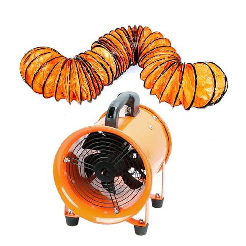 8-Inch High-Velocity Portable Utility Blower Fan, Industrial Exhaust Fan with 16.4ft Flexible Duct...