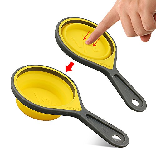 Measuring Cups And Spoons Set, Collapsible Measuring Cups, 8 Piece Measuring Tool Engraved Metric/Us Markings For Liquid & Dry Measuring, Space Saving, Bpa Free Silicone, Colorful #TOP3
