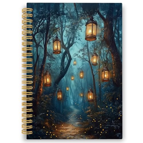 Image of XPH Enchanted Forest Vintage Spiral Notebook, Dark Academia Journal Notebooks for Women, Mystic Fantasy Forest Aesthetic Hardcover Journals for Writing 160 pages 5.5 x 8.3 inches