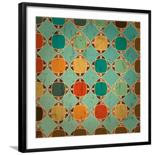 ART.COM Wall Art Print Abstract Geometric Pattern Background, Retro/Vintage Style,