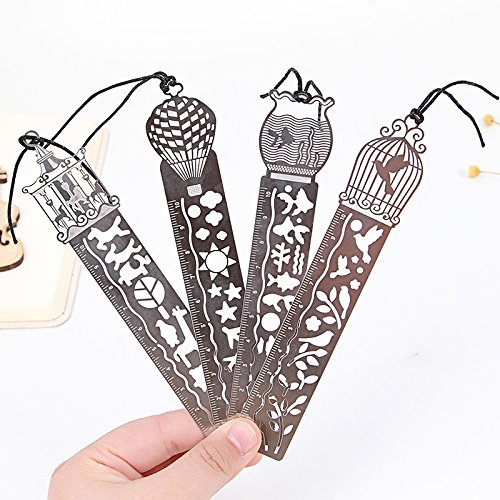 Shineus - Segnalibro a righello, in acciaio inox