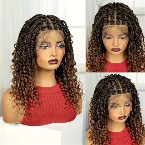 Short Knotless Box Braided Wig With Curly Ends - Full
