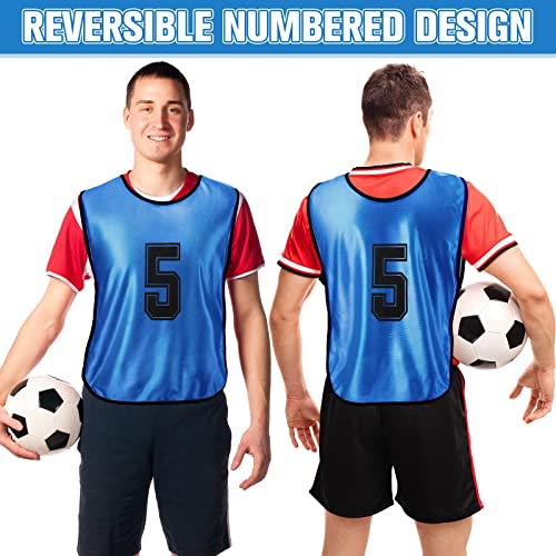 12 Pieces Basketball Scrimmage Training Vest Reversible Numbered Team Sports Pinnies Jersey Breathable Soccer Training Equipment Soccer Pennies Soccer Vest With Elastic Belt For Adult Youth Kids #TOP2