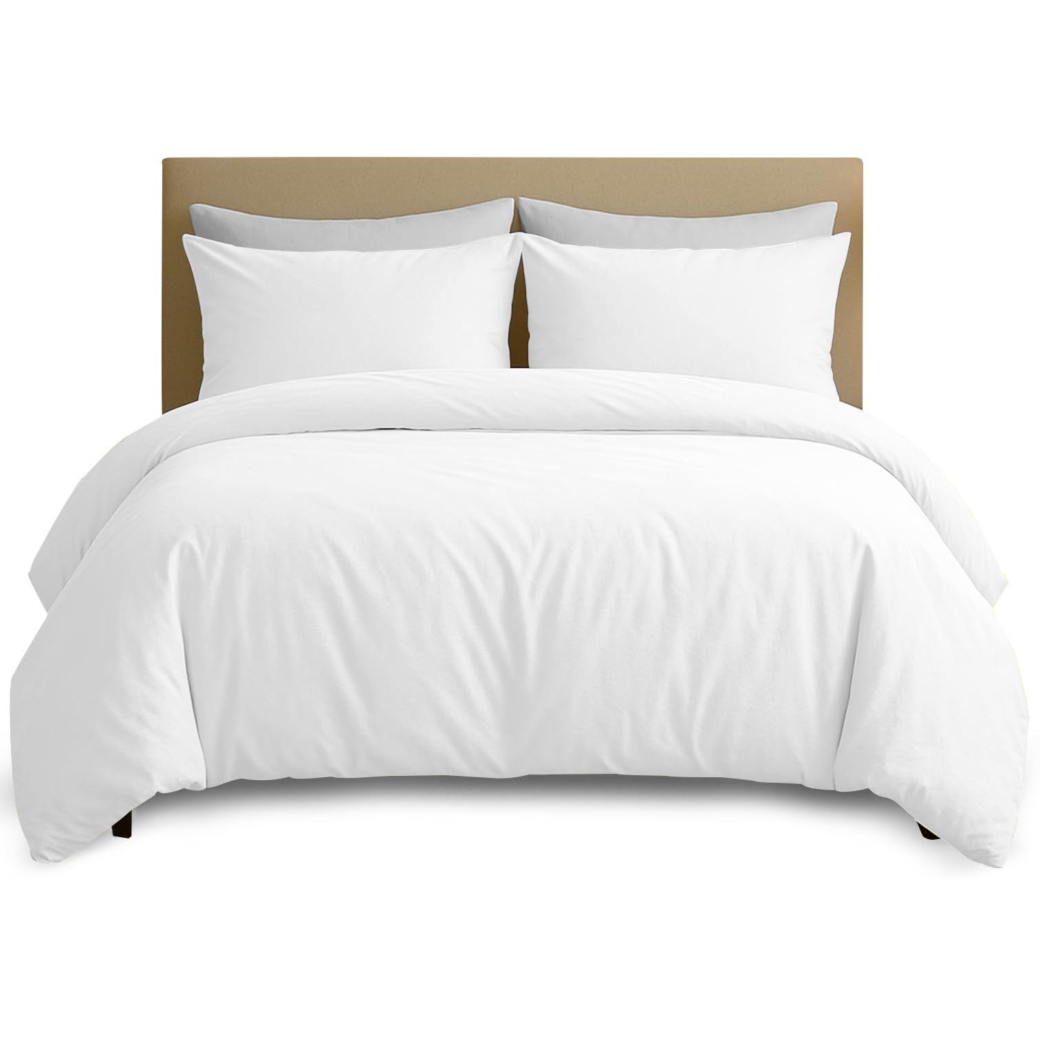 Hafaa Single Duvet Cover Set - White Bedding Brushed Microfiber with Pillowcase - 135 x 200 cm
