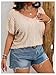 OYOANGLE Women's Plus Size Boho Crochet Lace Short Sleeve Blouse V Neck Summer Tee Tops Apricot XX-Large Plus