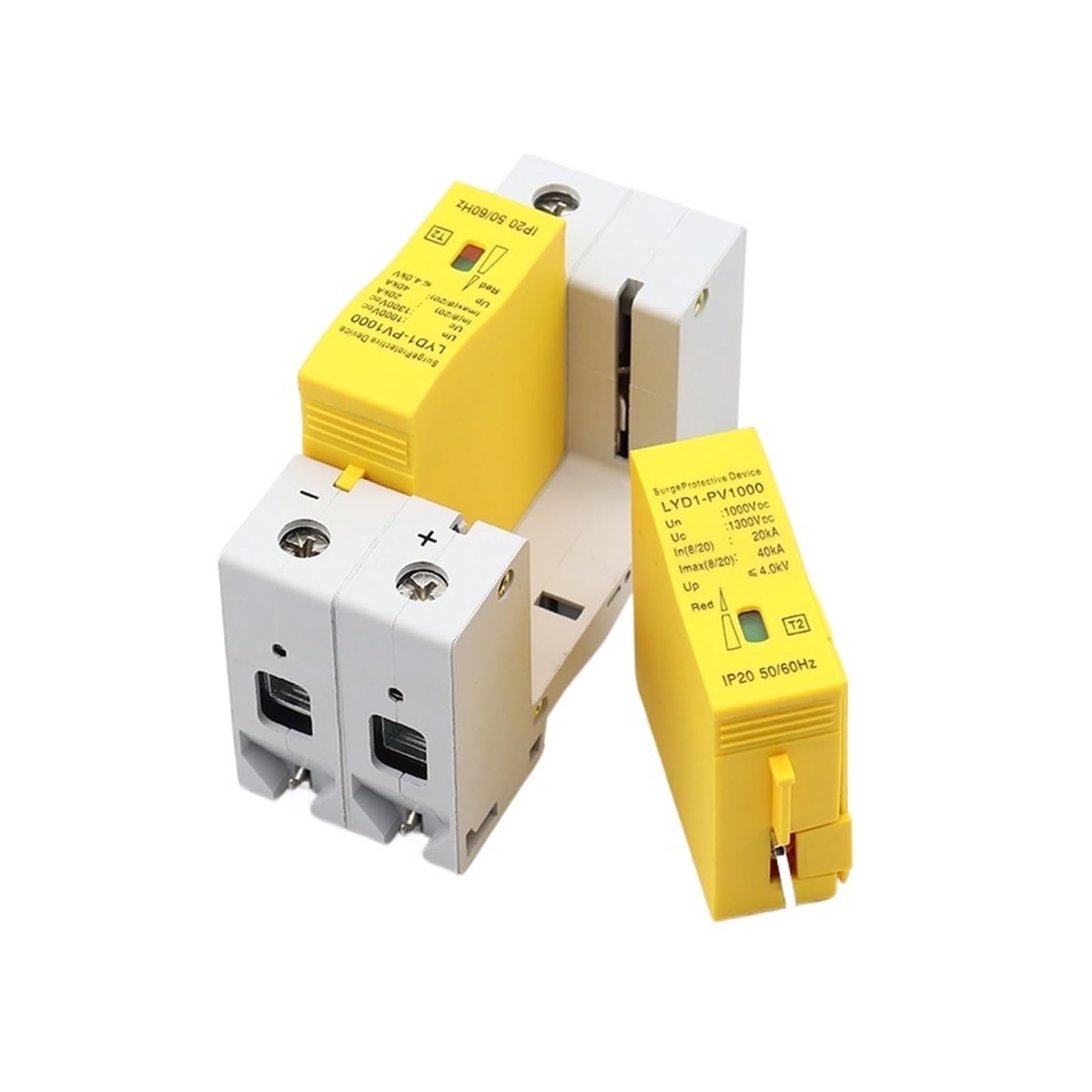 NISZA Parafoudre Solaire photovoltaïque DC, 1 pièce, Rail DIN 2P, 1000V IP20, 50/60Hz, Interrupteur de Protection Contre la Foudre, modulaire 20KA-60KA (Color : DC1000V 30-60KA, Size : 3P-31)