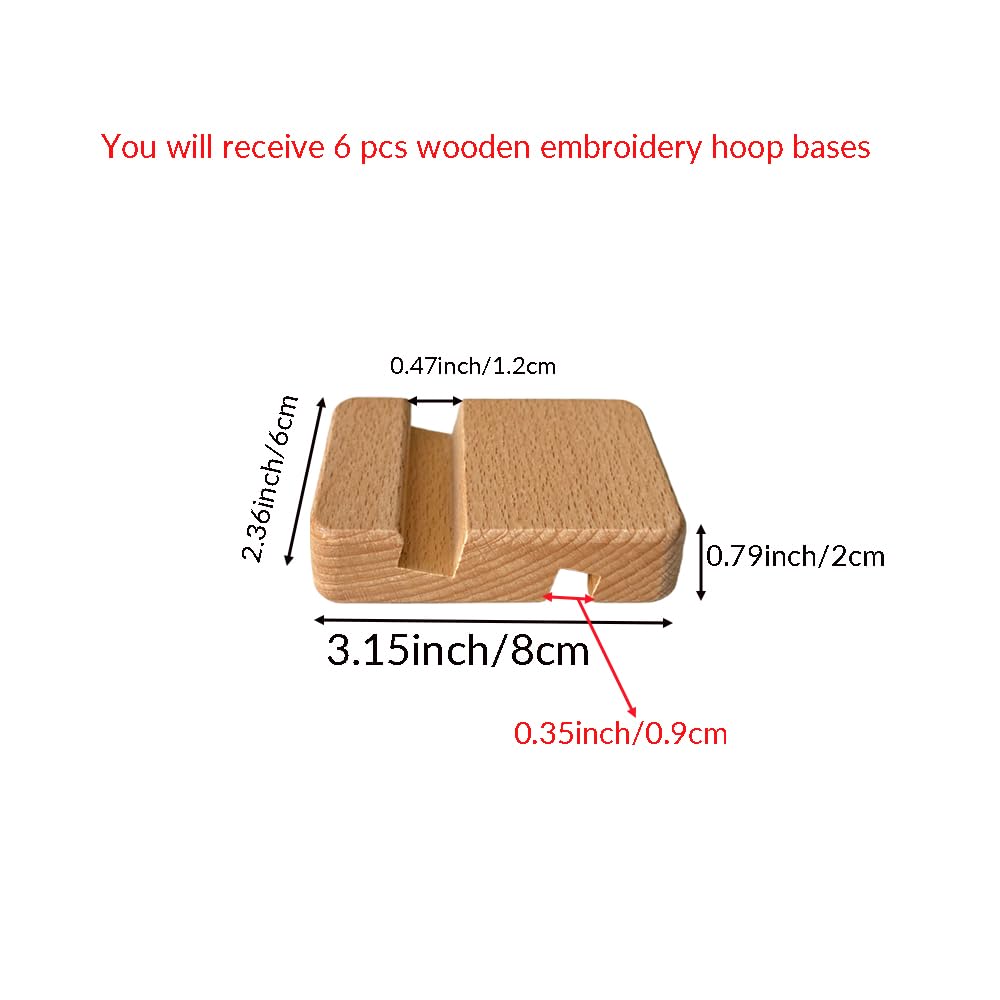 6 Pcs Wooden Embroidery Hoop Base, Cross Stitch Holder for Embroidery Display Stand