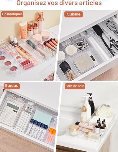 Organisateurs tiroirs transparents 30 pcs antidérapants Collazoey