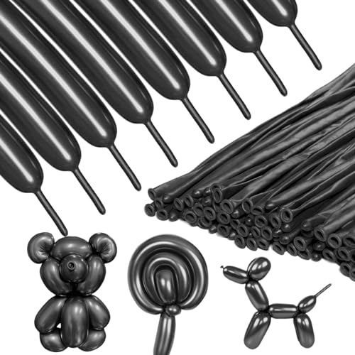 Image of Metallic Black Long Balloons Premium 260 Twisting Animals Magic Balloons for Birthday Kids Wedding Party Supply 100pcs