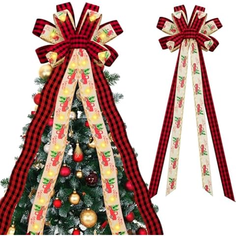 Handmade Red Black Plaid Christmas Tree Topper Cover