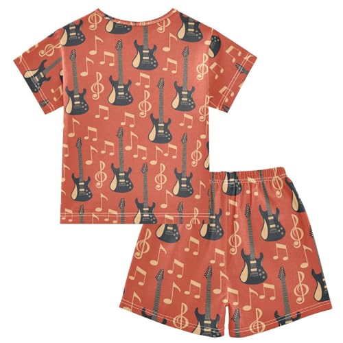 Pajama Short Sets Electric Guitars Soft Cotton Summer Sleepwear 2 Piece PJS Size 5-14T2