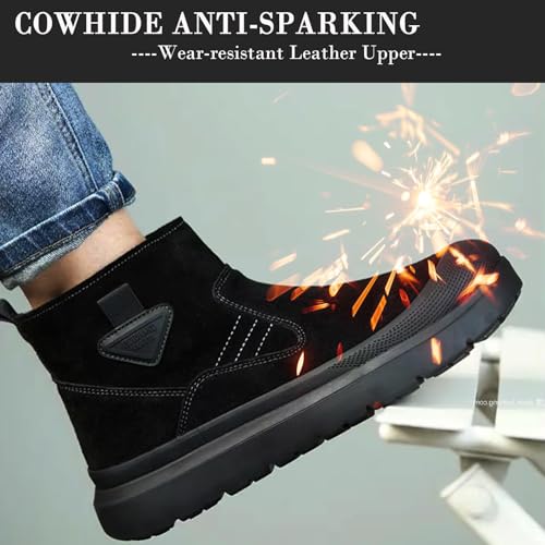 Image of Nutropa Welding Work Boots for Men Composite Toe Safety Boots Non Slip Steel Toe Work Shoes Lightweight Construction Welder Boots