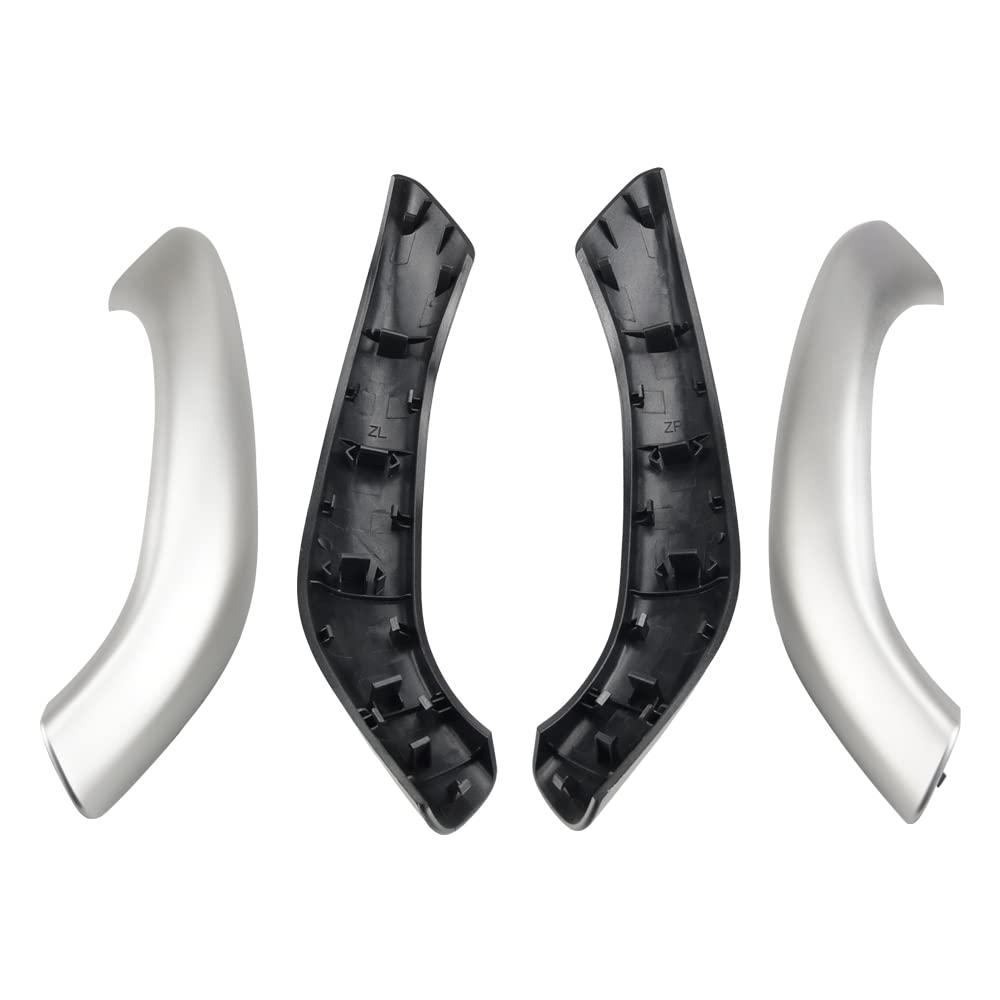 4PCS mejorada interior manija de la puerta cubierta Aarmrest cubierta recorte recambio compatible con X1 X2 F48 F49 F39 2016 2017 2018 2019 2020-Plata