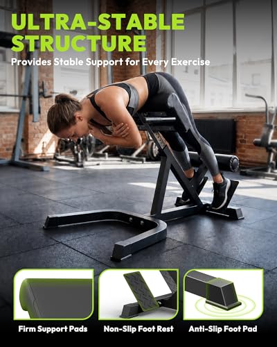 Image of Roman Chair Back Extension Machine with 350 LBS Capacity | Adjustable Hyperextension Bench, Adjustable Pads for Lower Back, Glutes, Core Strength Training