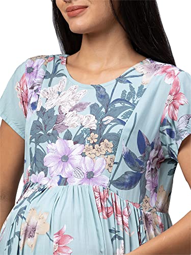 Image of AV2 Women's Rayon Regular Fit Maternity Feeding Layered And Tiered Kurti 5124 Dress