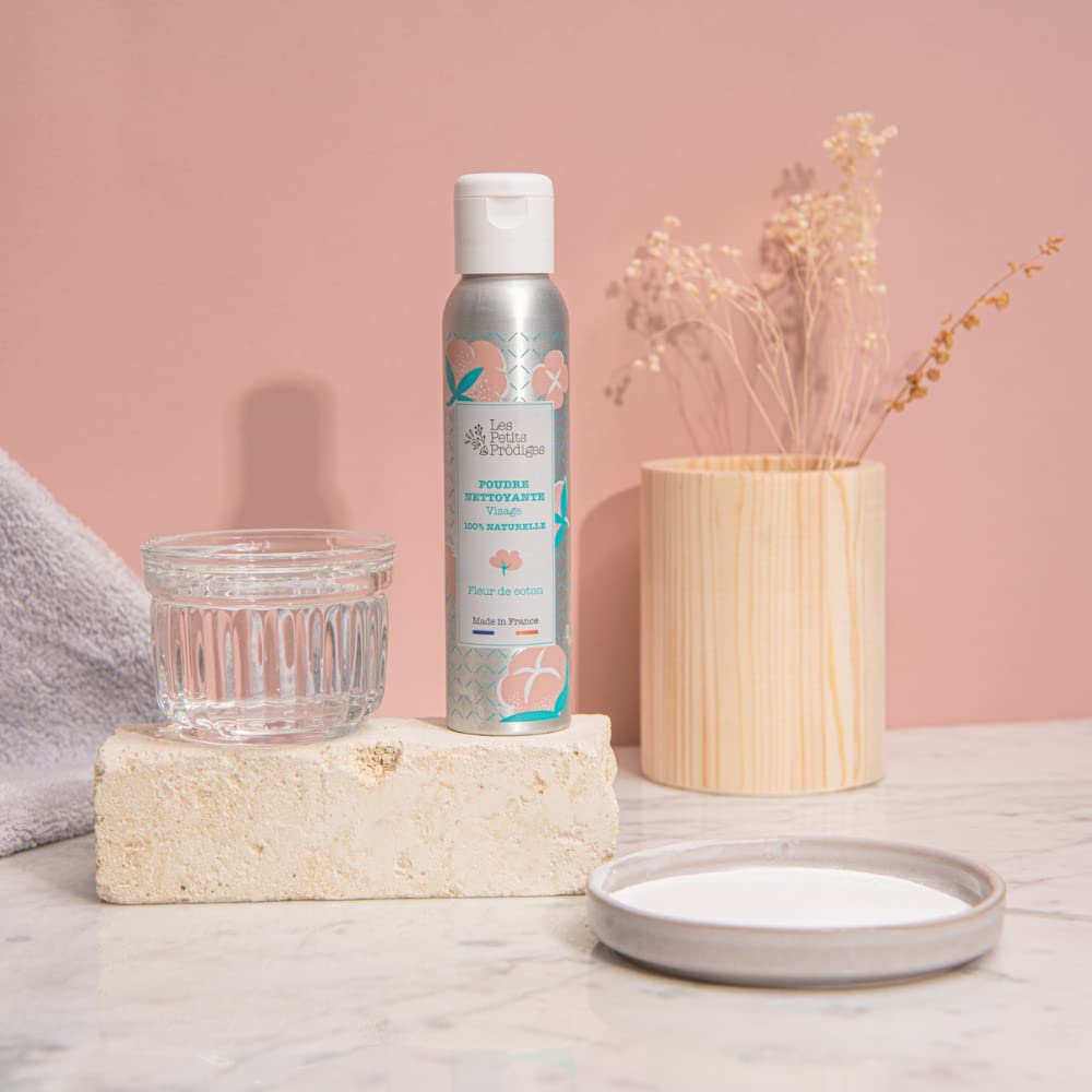 Polvere detergente viso fiore di cotone – 100% naturale senza conservanti – detergente schiumogeno all'acqua – Made in France – non testato su animali – imballaggio riciclabile – Les Petit Prodigies