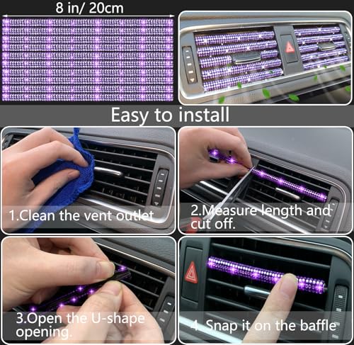 Image of NBTEPEM 27 PCs Purple Violet Bling Car Accessories Set for Women, Steering Wheel Covers Universal Fit 15 Inch, Bling License Plate Frame, Bling Phone Holder, Bling Car Coasters