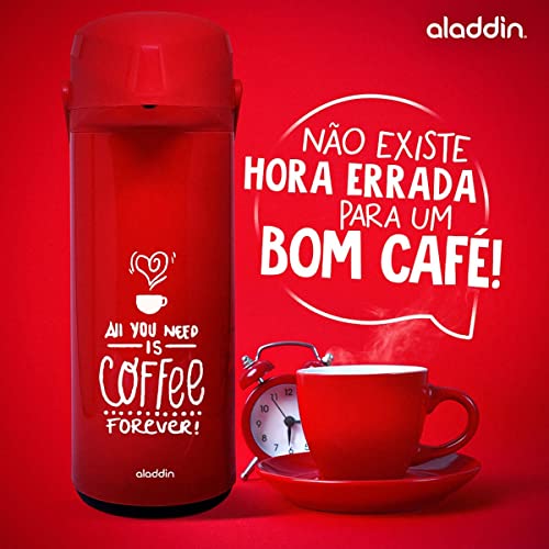 Garrafa Térmica de Café Aladdin com Ampola de Vidro Massima Coffee Forever 1 Litro Vermelha/Azul
