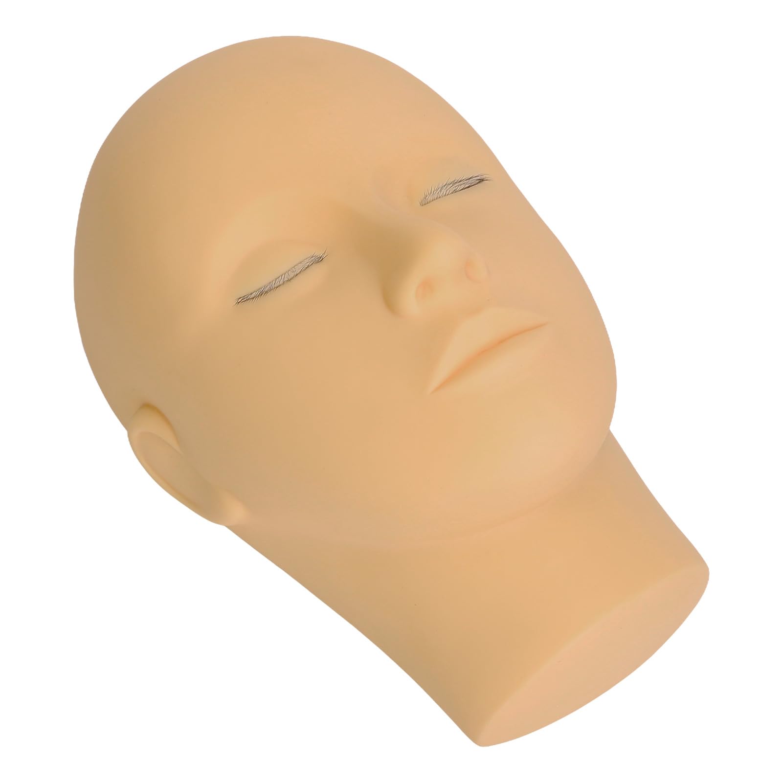 FILFEEL 3D Simulated Face Eyelash Extension Mannequin Head with 3 Layer Lashes, Wide Range Of Applications, Soft Silicone for Makeup Training (Light Coffee) - Image 4