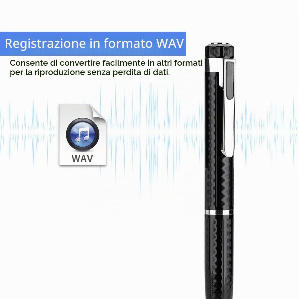 Registratore Vocale Digitale a Forma di Penna Registratore con Riduzione del Rumore 192Kbps Registrazione un Pulsante a 20 Ore Continuo per Lezioni, Riunioni, Interviste
