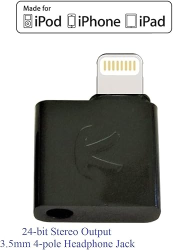 Miniatura 2 de iAudioL (negro) 24 bits, pequeño adaptador rígido compatible con conector Lightning a conector de auriculares de 0.138 in, compatible con conector