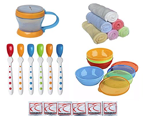 Gerber NUK Baby Feeding Bundle: Spoons, Bowls, Snack Catcher, Washcloths. Baby Gift