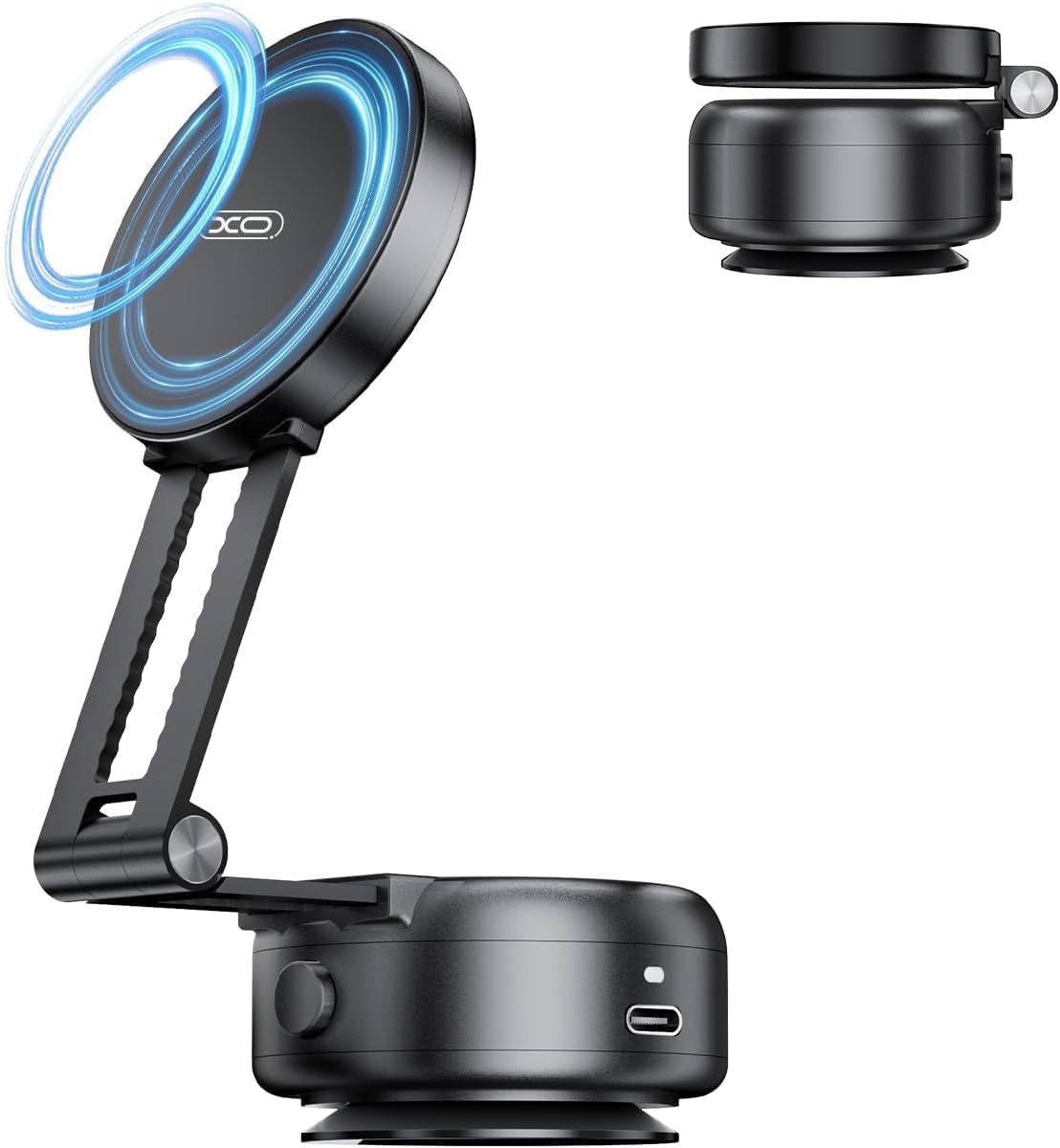 Adak Vacuum Double-Sided Magnetic Car Phone Holder | Foldable Car Mount | 360° Rotating Suction Mobile Holder | Vacuum Suction for iPhone 16 15 14 13 Pro Max | Universal Car Phone Bracket (PH-2507)