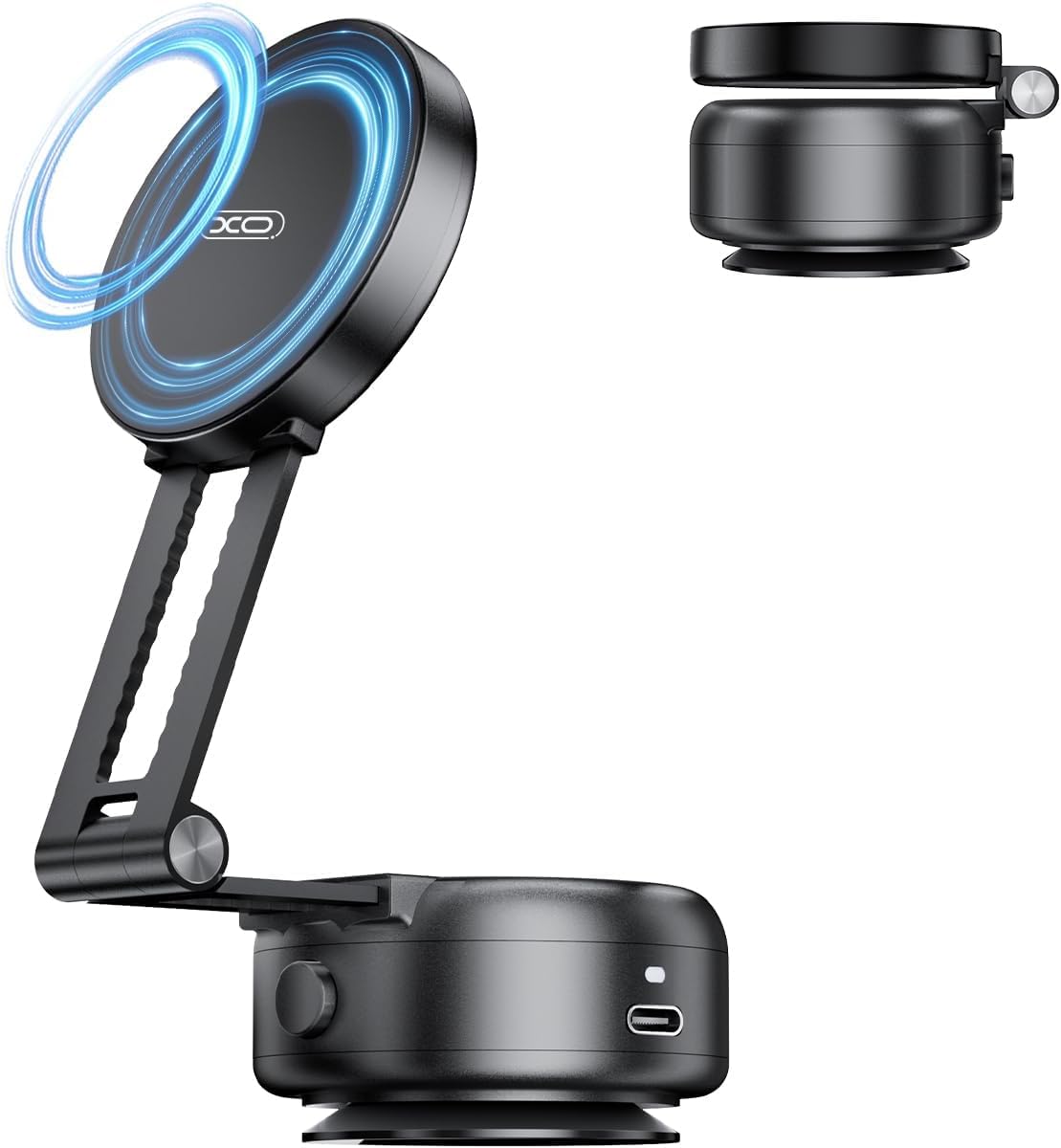 AdakVacuum Double-Sided Magnetic Car Phone Holder | Foldable Car Mount | 360° Rotating Suction Mobile Holder | Vacuum Suction for iPhone 16 15 14 13 Pro Max | Universal Car Phone Bracket (PH-2507)