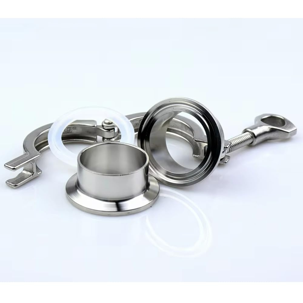 Juego de virola de soldadura sanitaria de tres abrazaderas con junta de silicona, SS304, 1.5 pulgadas y 2 pulgadas, ideal para fontanería doméstica y aplicaciones industriales, 19/38/51 mm O/D