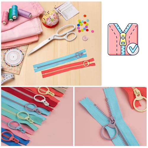 20 Stück Reißverschluss 20 cm, 10 Farben Harz Reissverschluss, 3.2 cm Breit Reißverschlüsse mit Metall Ring, Reißverschluss für Nähen, Kleidung, Tasche, Handwerk