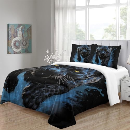 Housse de couette guépard pour chambre d'ado : ensemble de lit 3D super king size
