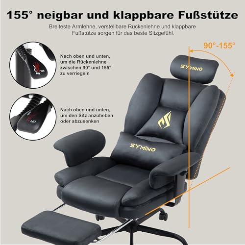 Symino-Gaming-Stuhl-Chefsessel-Burostuhl-Ergonomisch-Wildlederimitat-Sofa-ahnliches-Schreibtischstuhl-mit-Fusstutze-Hohenverstellbarer-Office-Chair-Computerstuhl-130kg-Grau | Dealmeister.io Alt tag für bilder post titel