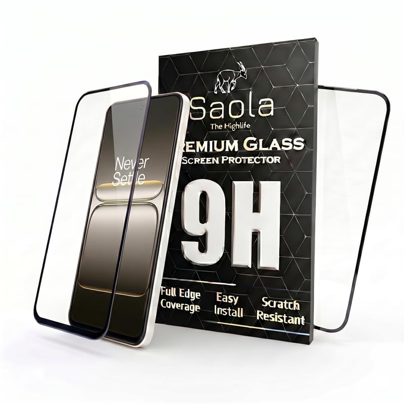 Image of Saola HD Clear Tempered Glass for OnePlus Nord Ce 5 5G | High Strength 9H Protection, Smooth Touch, Full Coverage Screen Guard, 2-Step Installation Kit | Quick & Easy Application (Pack of 2)