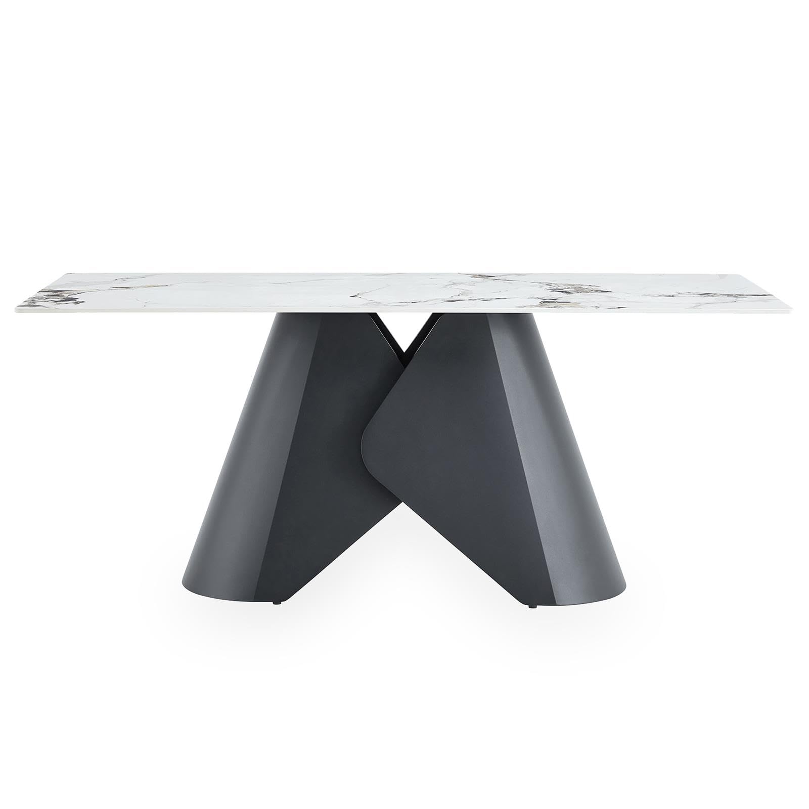 IDIMEX Table à manger Lazio, 180 x 90 cm, noir/blanc, design en céramique, aspect marbre, robuste et facile d'entretien, peut accueillir 6 à 8 personnes