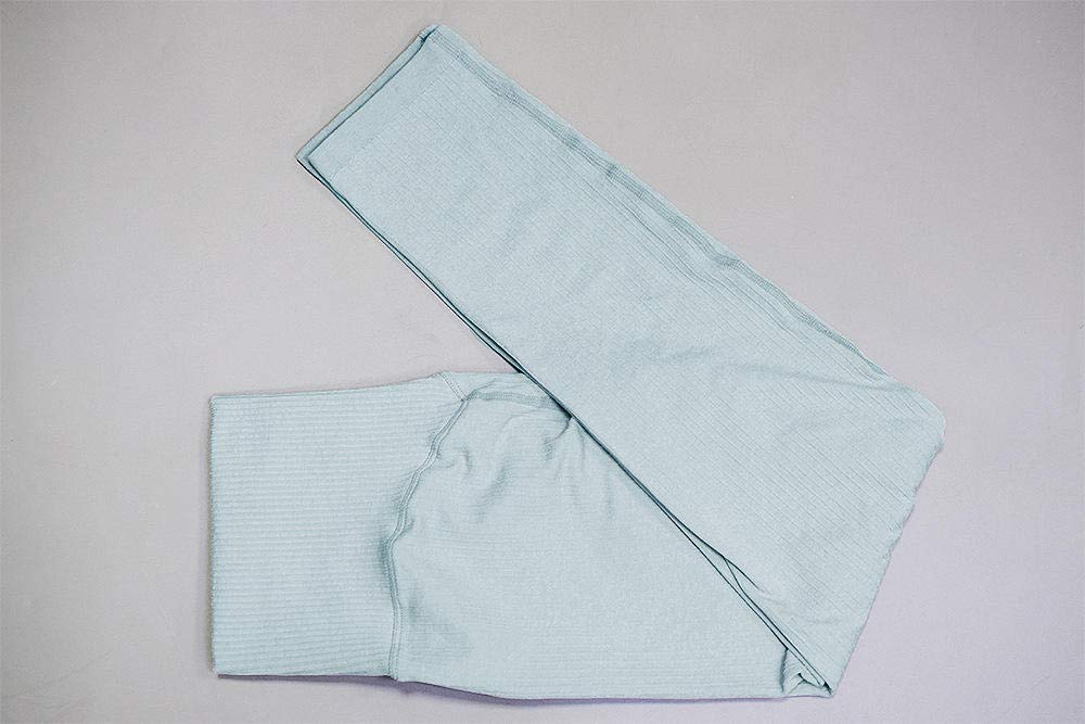 QFYD FDEYL Yoga Pants Workout Leggings,Ribbed yoga leggings, women's striped high waist fitness pants-Blue_L,Casual Comfy Yoga Pants