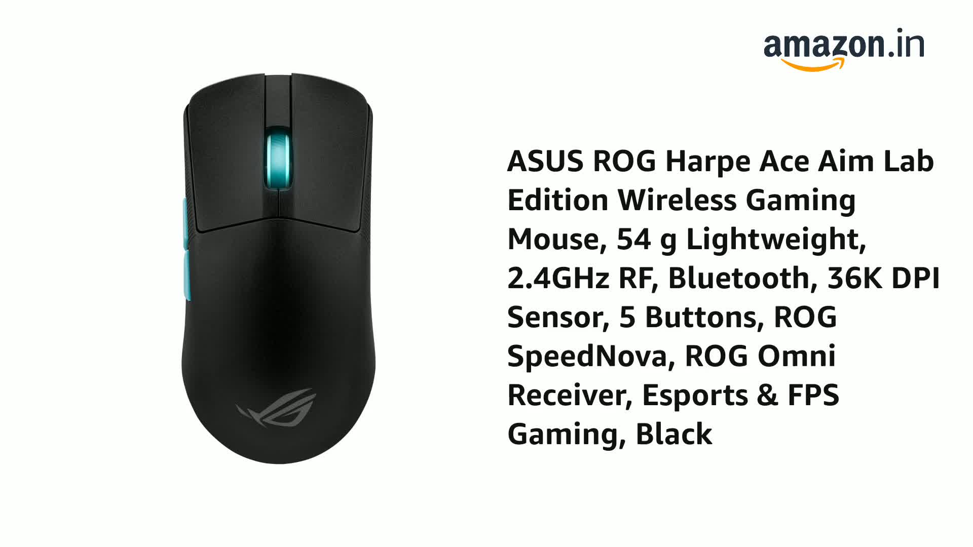 ROG Harpe Ace Aim Lab Edition ワイヤレス Asus Rog Harpe Ace Aim Lab Edition Wireless Mouse Black