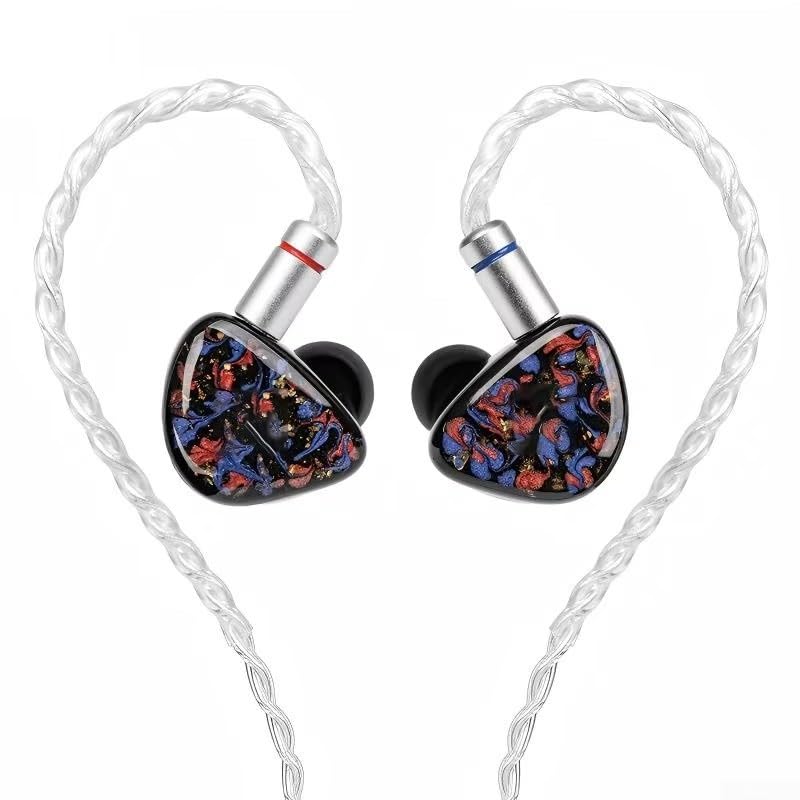 Per IEM ibridi a triplo driver con 1DD+1BA+1Piezo, auricolari in resina stampata in 3D, cuffie in-ear per monitoraggio HiFi da 320 Ohm, 2 pin da 0,78 mm, cavo da 1,25 m (colorato)