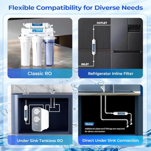 Image of iSpring FT15-N NSF Certified 5th Stage Inline Post Carbon Water Filter, Replacement Cartridge with 1 /4 inch Quick Connect for Refrigerator, Ice Maker, RO Reverse Osmosis Water Filtration System