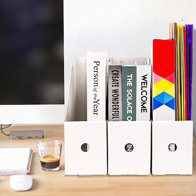 Miniatura 7 de PTRBTY&HISDE 6 soportes para archivadores de revistas, de cartón resistente, soporte vertical para carpetas de archivos, soporte para revistas para