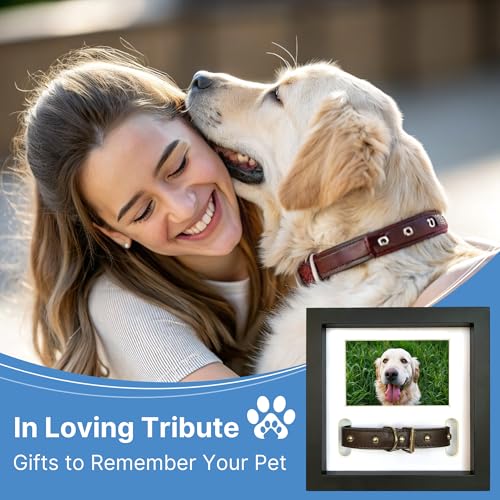 PAWCEPTIVE Dog Memorial Picture Frame with 5 Display Options- Dog Collar Memorial Frame Gift - Cat or Dog Pet Loss Gift for a Grieving Friend - Pet
