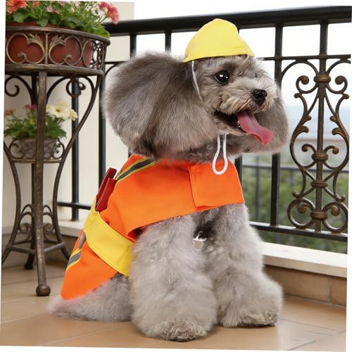 Disfraz para perro XL naranja apariencia ingeniero miniatura 4
