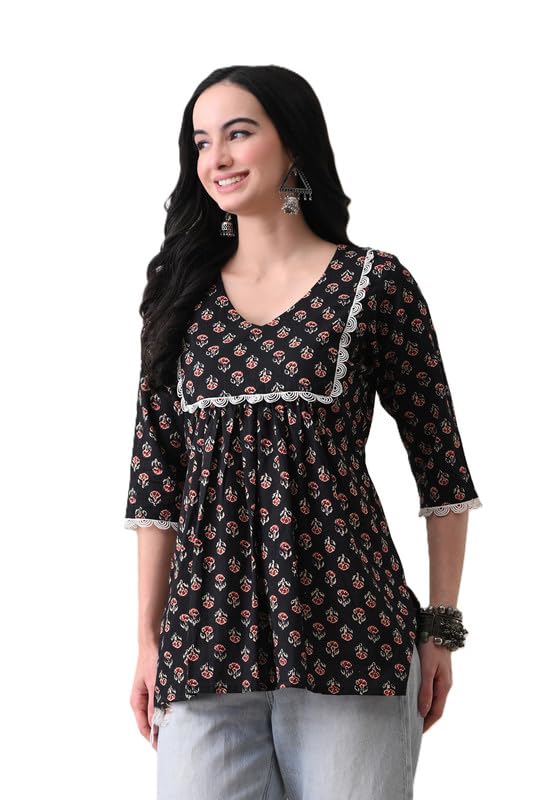 Women’s Printed Sleeveless Top | V-Neck Ethnic Tunic | Casual & Office Wear Stylish Top for Women CLICKKART18_ SK-11-2XL